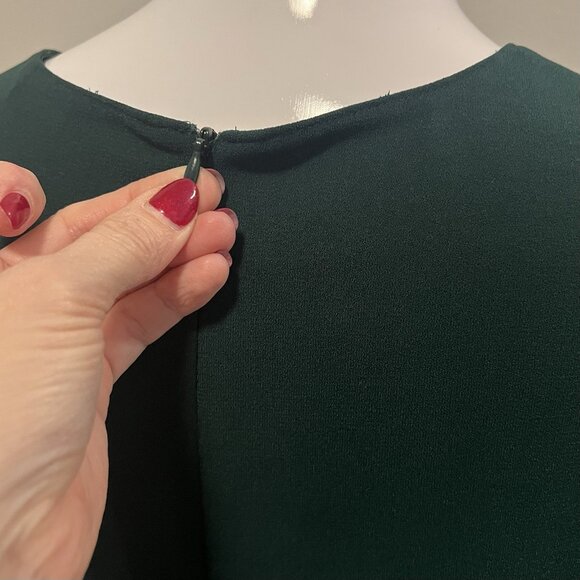 Zara Pleated Hem Dark Green Mini Dress Size M Zipper Back Party Cocktail Y2K - Picture 8 of 13